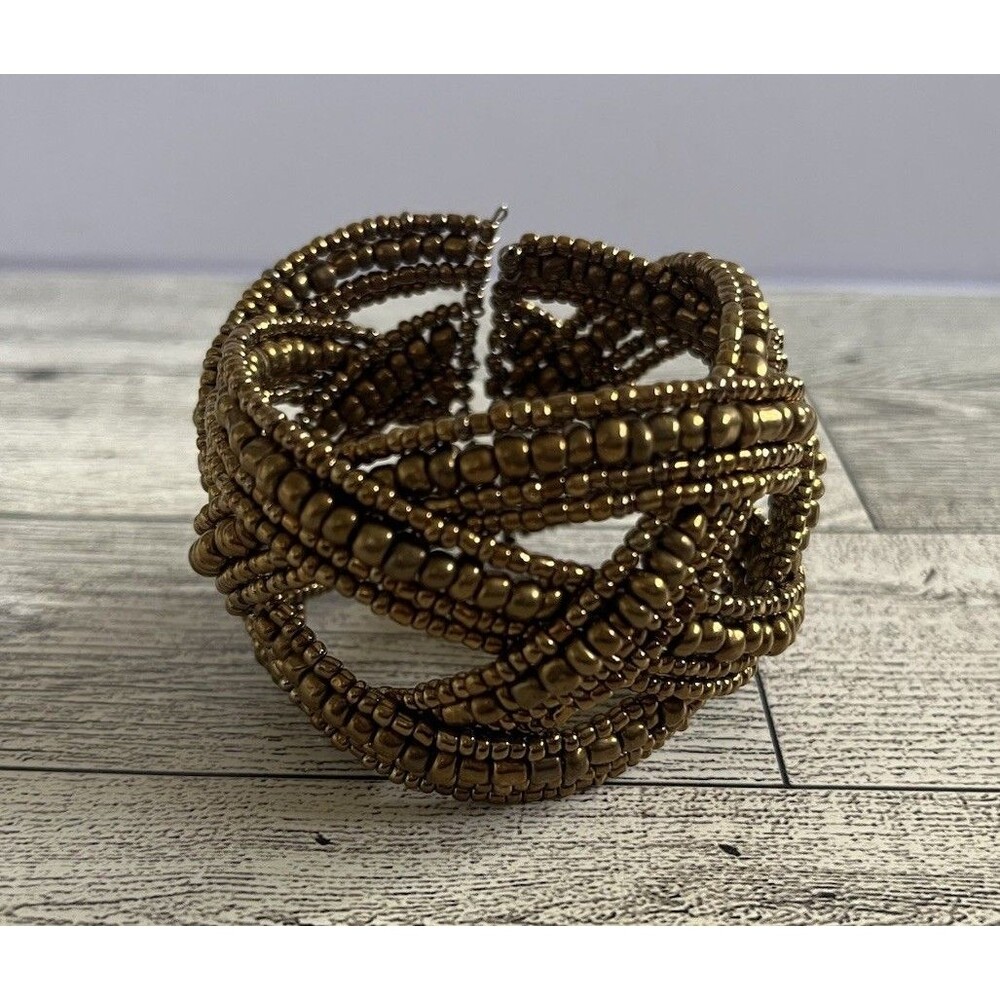 Amanda Blu Couture Braided Metallic Beads Statement Cuff Bracelet